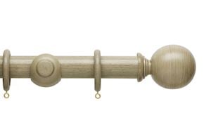 Hallis 35mm Origins Ball Millstone Grey Wooden Curtain Pole
