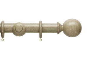 Hallis 35mm Origins Ball Millstone Grey Wooden Curtain Pole - Thumbnail 1