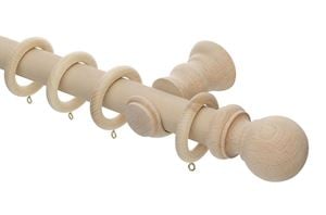Rolls 35mm Unfinished Wooden Curtain Pole