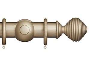 Rolls 55mm Museum Dune Wooden Curtain Pole Satin Oyster - Thumbnail 1