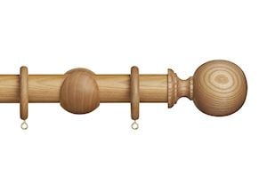 Hallis Eden 35mm Natural Ash Ball Wooden Curtain Pole - Thumbnail 1