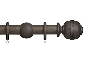 Hallis Eden 35mm Umber Ridged Ball Wooden Curtain Pole - Thumbnail 1