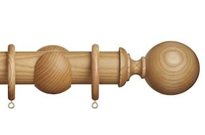 Hallis Eden 45mm Natural Ash Ball Wooden Curtain Pole - Thumbnail 1