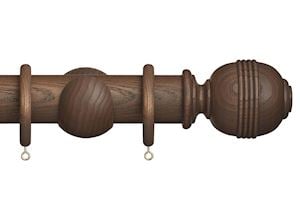 Hallis Eden 45mm Cocoa Ridged Ball Wooden Curtain Pole - Thumbnail 1