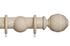 Hallis Eden 45mm Oatmeal Ridged Ball Wooden Curtain Pole - Thumbnail 1