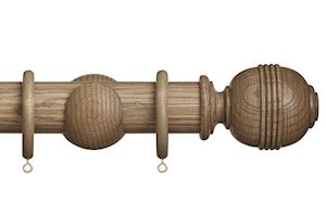 Hallis Eden 45mm Sisal Ridged Ball Wooden Curtain Pole - Thumbnail 1