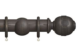 Hallis Eden 45mm Umber Ridged Ball Wooden Curtain Pole - Thumbnail 1