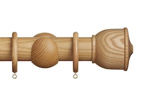 Hallis Eden 45mm Natural Ash Urn Wooden Curtain Pole - Thumbnail 1