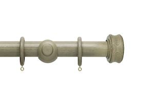 Hallis 35mm Origins Disc Millstone Grey Wooden Curtain Pole - Thumbnail 1