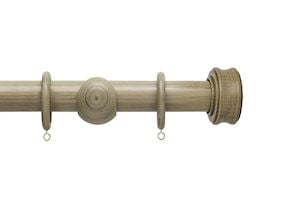 Hallis 35mm Origins Disc Quarry Stone Wooden Curtain Pole - Thumbnail 1