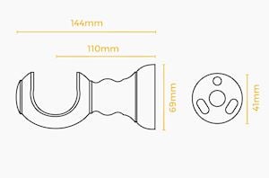 Hallis 45mm Origins Fossil Ball Flint Grey Wooden Curtain Pole - Thumbnail 4