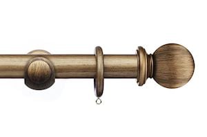 Integra 35mm Masterpiece Ball Black Gold Wooden Curtain Pole - Thumbnail 1