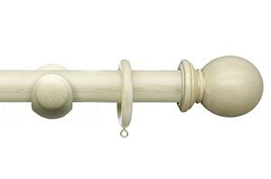 Integra 35mm Masterpiece Ball Distressed Cream Wooden Curtain Pole - Thumbnail 1