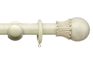 Integra 35mm Masterpiece Elizabethan Orb Distressed Cream Wooden Curtain Pole
