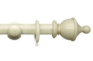 Integra 35mm Masterpiece Urn Distressed Cream Wooden Curtain Pole - Thumbnail 1