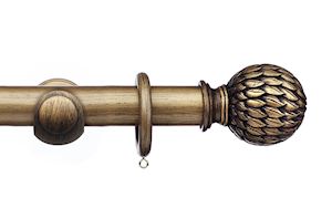 Integra 35mm Masterpiece Phoenix Black Gold Wooden Curtain Pole - Thumbnail 1