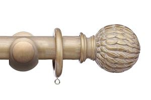 Integra 50mm Masterpiece Phoenix Cream Gold Wooden Curtain Pole - Thumbnail 1