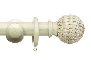 Integra 50mm Masterpiece Phoenix Distressed Cream Wooden Curtain Pole - Thumbnail 1