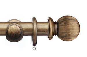 Integra 50mm Masterpiece Ball Black Gold Wooden Curtain Pole - Thumbnail 1