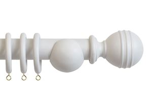 Laura Ashley 35mm Ribbed Ball Wooden Curtain Pole Pale Dove Grey