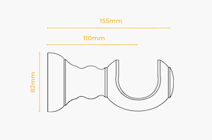 Rolls 55mm Museum Dune  Wooden Curtain Pole Satin Pewter - Thumbnail 4