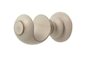 Rolls 45mm Modern Country Ribbed Ball Brushed Cream Wooden Curtain Pole - Thumbnail 2