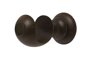 Rolls 45mm Modern Country Ball Dark Oak Wooden Curtain Pole - Thumbnail 2