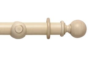 Rolls 45mm Modern Country Ball Brushed Cream Wooden Curtain Pole - Thumbnail 1