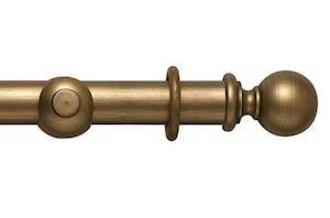 Rolls 45mm Modern Country Ball Gold Black Wooden Curtain Pole - Thumbnail 1