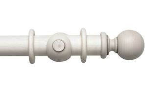 Rolls 45mm Modern Country Ball Brushed Ivory Wooden Curtain Pole