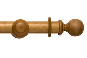 Rolls 45mm Modern Country Ball Light Oak Wooden Curtain Pole