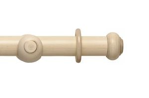 Rolls 45mm Modern Country Button Brushed Cream Wooden Curtain Pole - Thumbnail 1