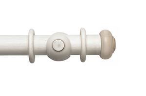 Rolls 45mm Modern Country Button Brushed Ivory Wooden Curtain Pole