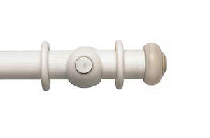 Rolls 45mm Modern Country Button Brushed Ivory Wooden Curtain Pole - Thumbnail 1