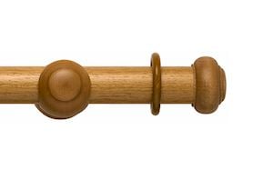 Rolls 45mm Modern Country Button Light Oak Wooden Curtain Pole - Thumbnail 1