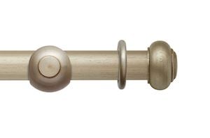 Rolls 45mm Modern Country Button Satin Silver Wooden Curtain Pole