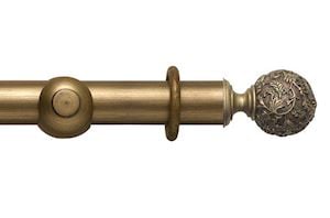 Rolls 45mm Modern Country Floral Ball Gold Black Wooden Curtain Pole - Thumbnail 1