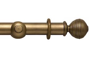 Rolls 45mm Modern Country Ribbed Ball Gold Black Wooden Curtain Pole