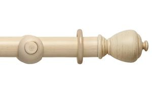 Rolls 45mm Modern Country Sugar Pot Brushed Cream Wooden Curtain Pole - Thumbnail 1