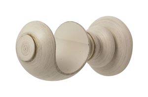 Rolls 55mm Modern Country Ribbed Ball Brushed Cream Wooden Curtain Pole - Thumbnail 2