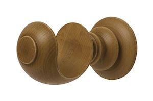 Rolls 55mm Modern Country Ribbed Ball Light Oak Wooden Curtain Pole - Thumbnail 2