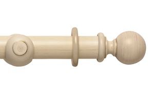 Rolls 55mm Modern Country Ball Brushed Cream Wooden Curtain Pole