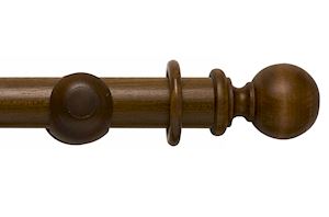 Rolls 55mm Modern Country Ball Dark Oak Wooden Curtain Pole