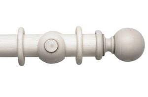 Rolls 55mm Modern Country Ball Brushed Ivory Wooden Curtain Pole - Thumbnail 1