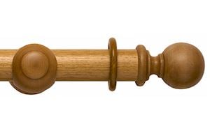 Rolls 55mm Modern Country Ball Light Oak Wooden Curtain Pole