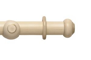 Rolls 55mm Modern Country Button Brushed Cream Wooden Curtain Pole - Thumbnail 1