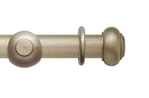 Rolls 55mm Modern Country Button Satin Silver Wooden Curtain Pole