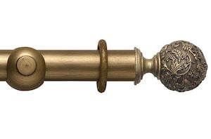 Rolls 55mm Modern Country Floral Ball Gold Black Wooden Curtain Pole - Thumbnail 1