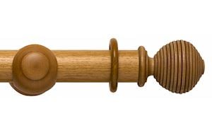 Rolls 55mm Modern Country Ribbed Ball Light Oak Wooden Curtain Pole - Thumbnail 1