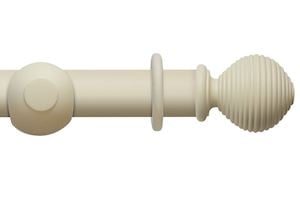 Rolls 55mm Modern Country Ribbed Ball Pearl Wooden Curtain Pole - Thumbnail 1